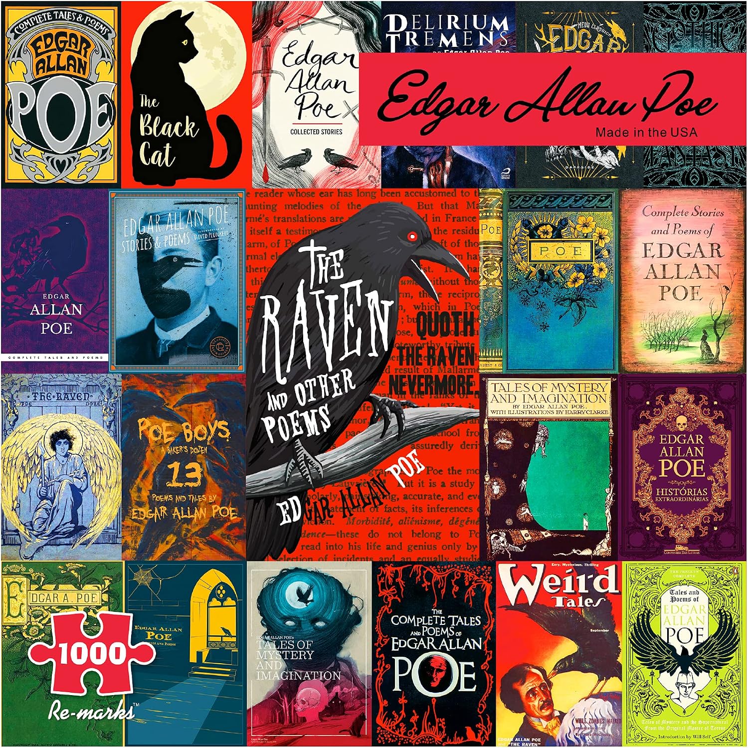 Re-Marks Edgar Allan Poe Literary Jigsaw Puzzle, Fun 1000-Piece Puzzle for All Ages