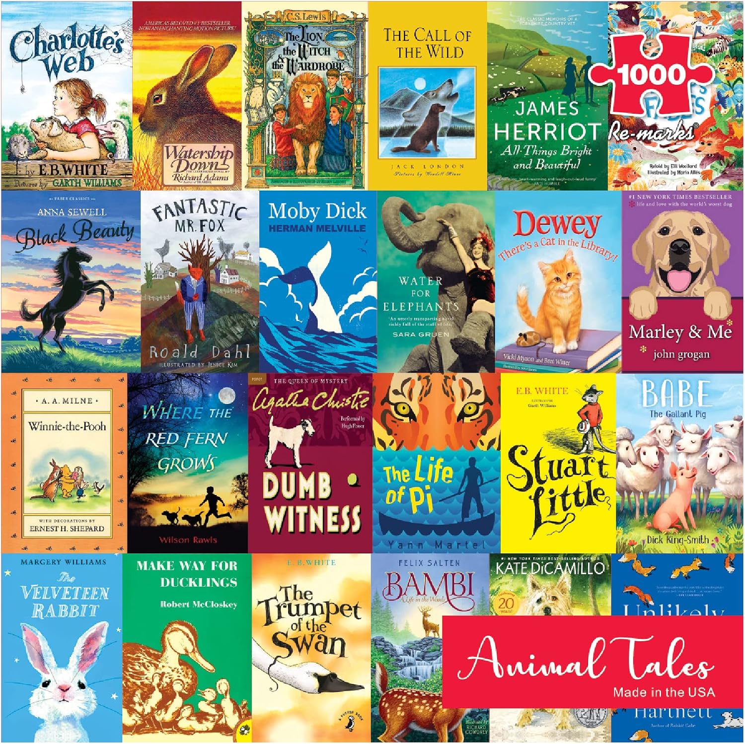 Re-marks Animal Tales Book-Cover Puzzle, 1,000-Piece Jigsaw Puzzle for All Ages
