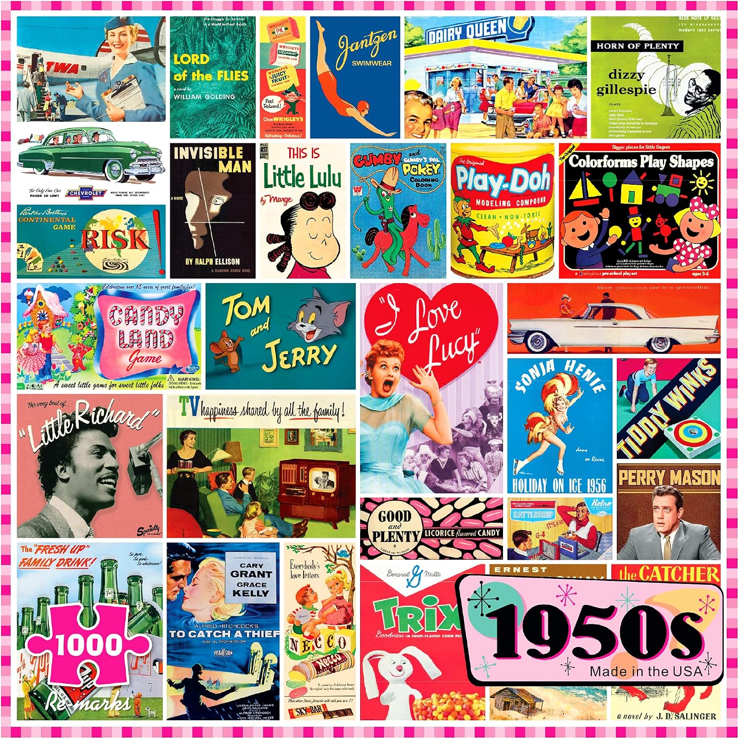 Re-Marks 1950s Pop Culture Puzzle, 1000-Piece Puzzle for All Ages, Family Jigsaw Puzzle
