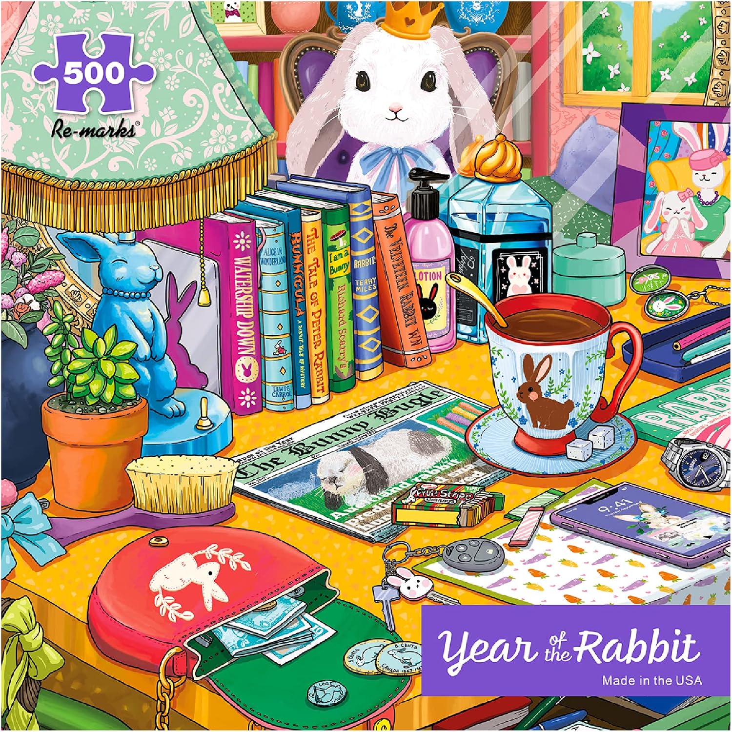 Re-marks Year of the Rabbit Illustrated Puzzle, 500-Piece Jigsaw Puzzle for All Ages