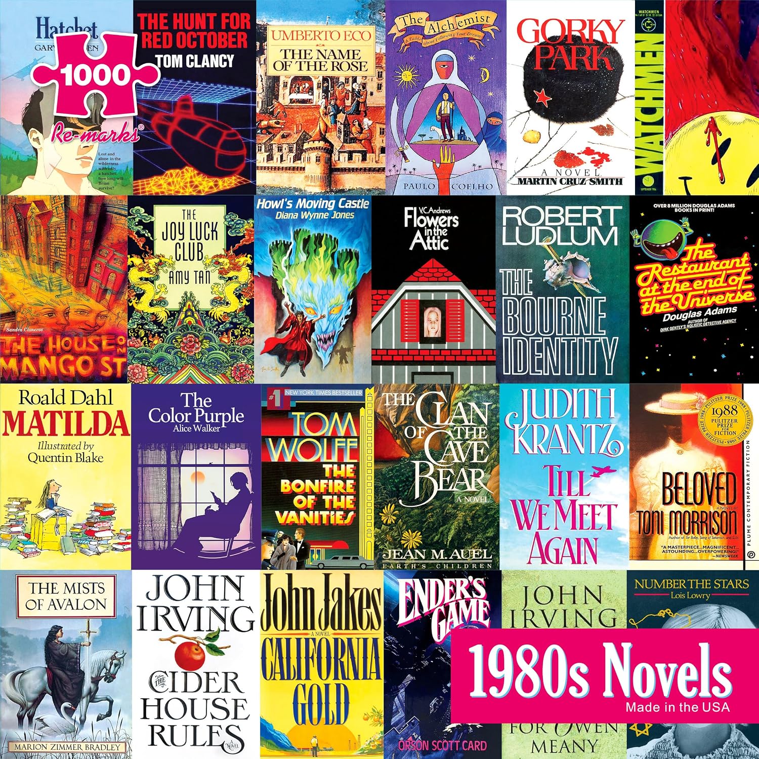 Re-marks 1980s Novels Collage Puzzle, 1,000-Piece Literary Jigsaw Puzzle for All Ages