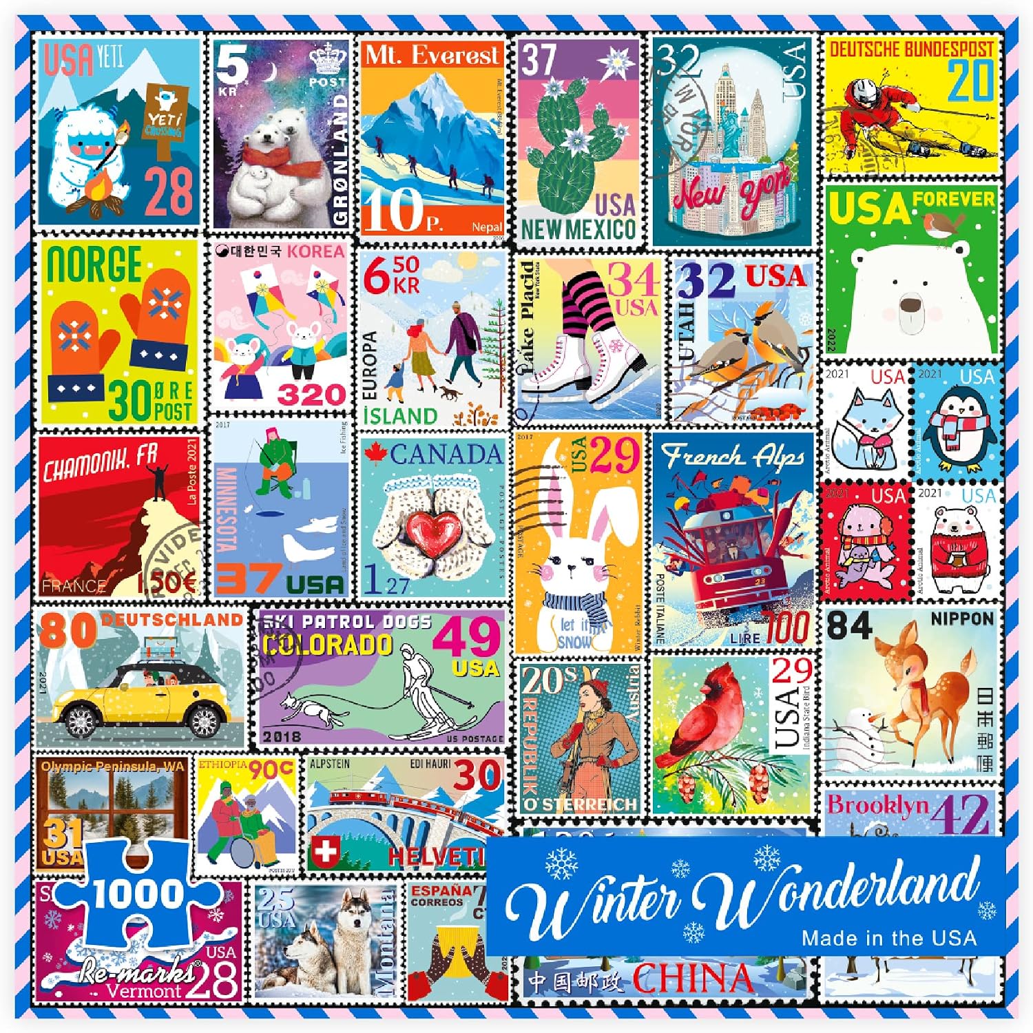 Re-marks Winter Wonderland Puzzle, Collage Puzzle, 1000-Piece Christmas Puzzle