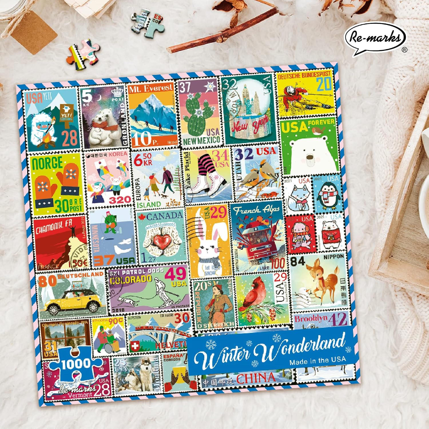 Re-marks Winter Wonderland Puzzle, Collage Puzzle, 1000-Piece Christmas Puzzle