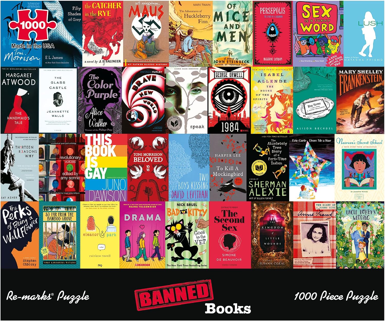 Re-marks Banned Books Puzzle, 1,000-Piece Jigsaw Puzzle for All Ages
