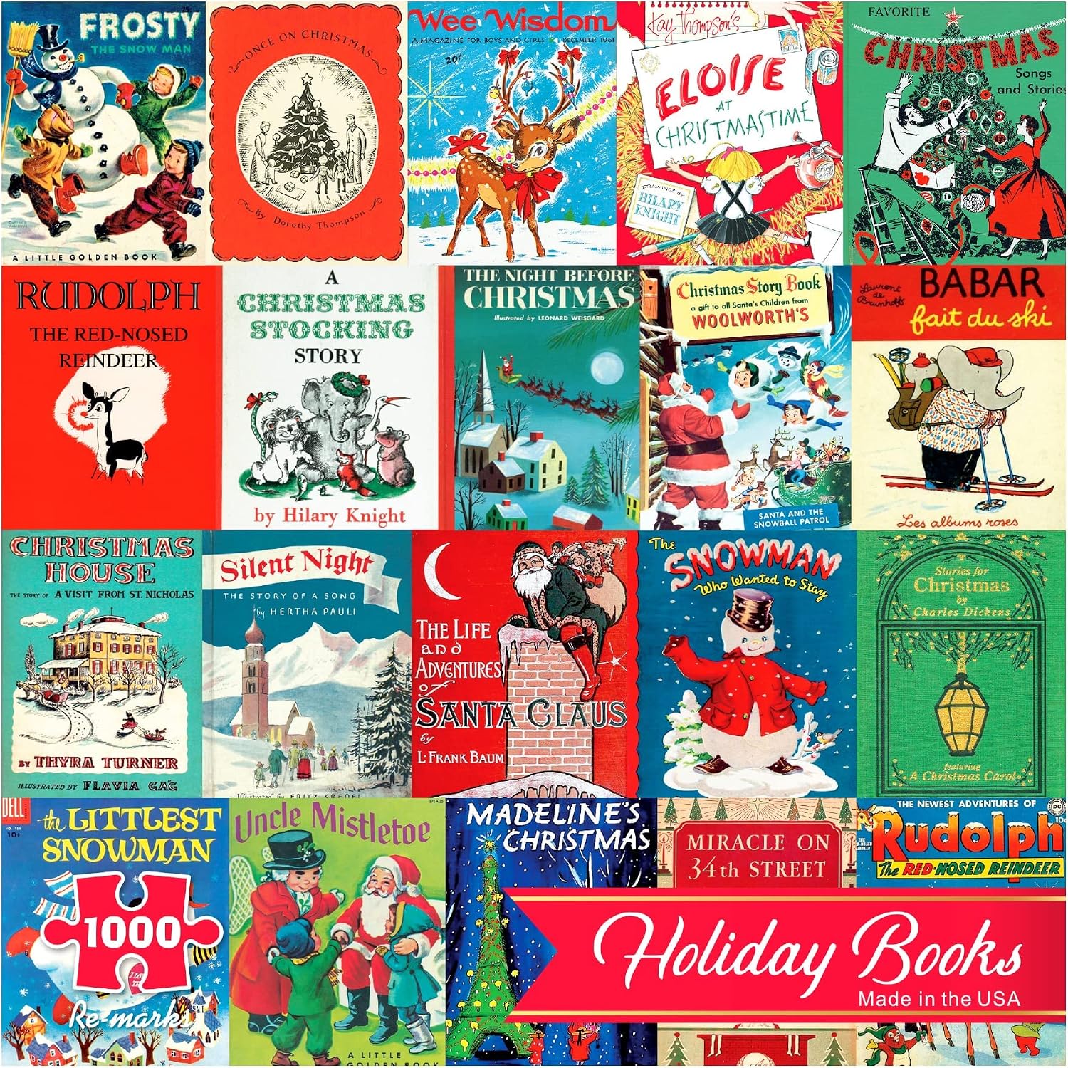 Re-marks Holiday Books Puzzle, Collage Puzzle for All Ages, 1000-Piece Christmas Puzzle