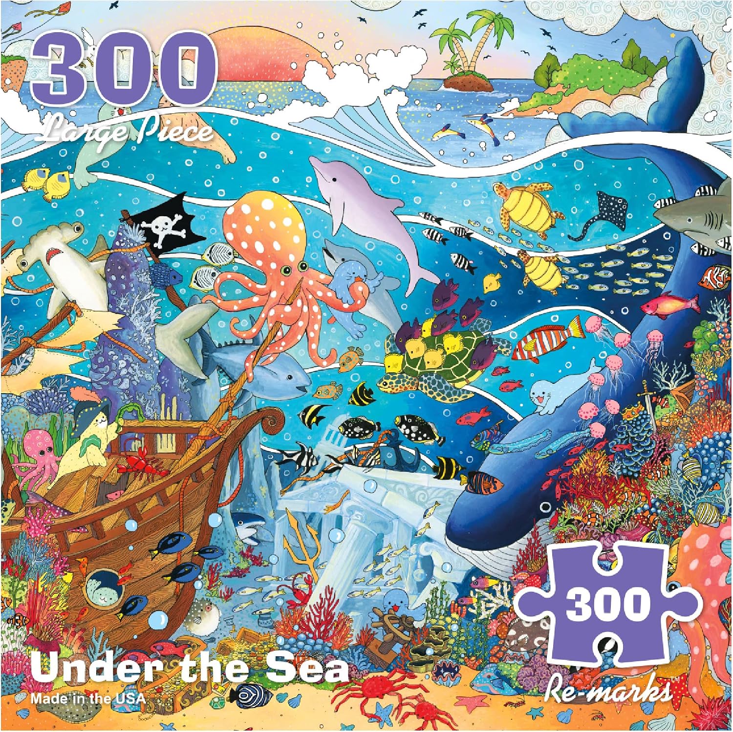 Re-marks Under the Sea Illustrated Puzzle, 300-Piece Jigsaw Puzzle for All Ages