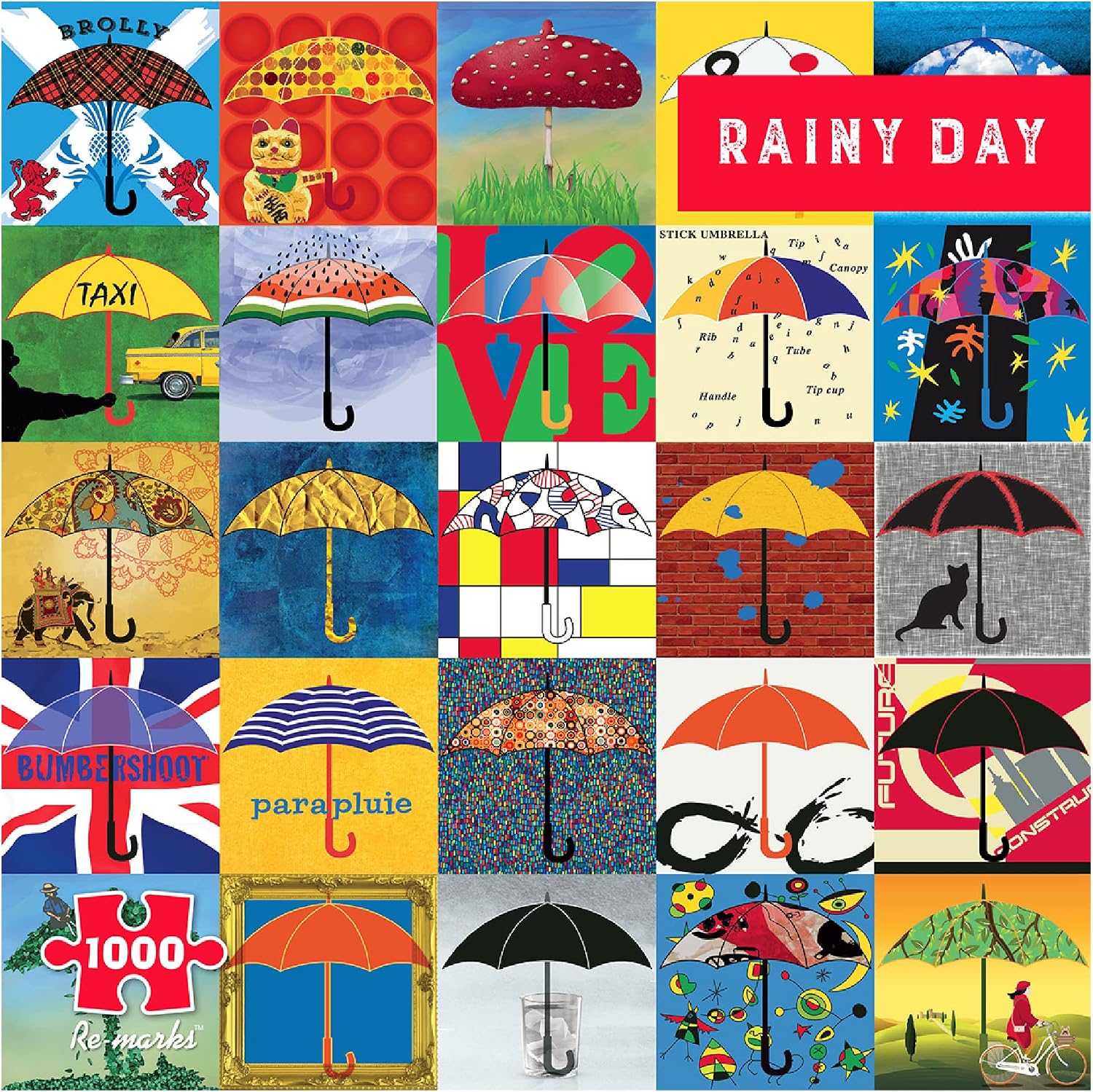 Re-marks Rainy Day Collage Puzzle, 1000-Piece Puzzle for All Ages
